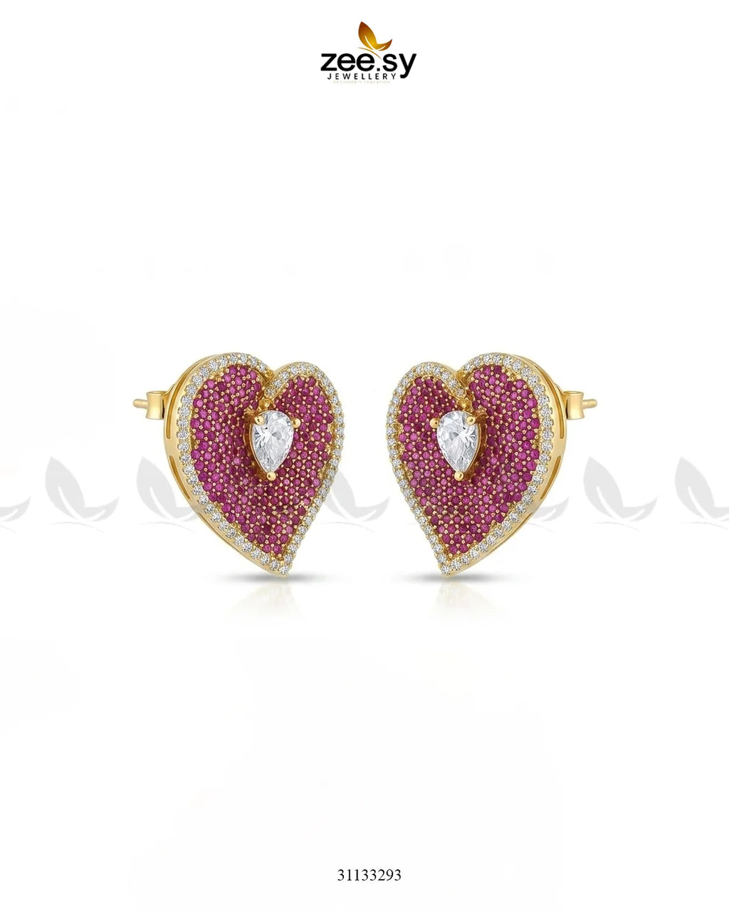 Golden Heart Cluster Pendant Set