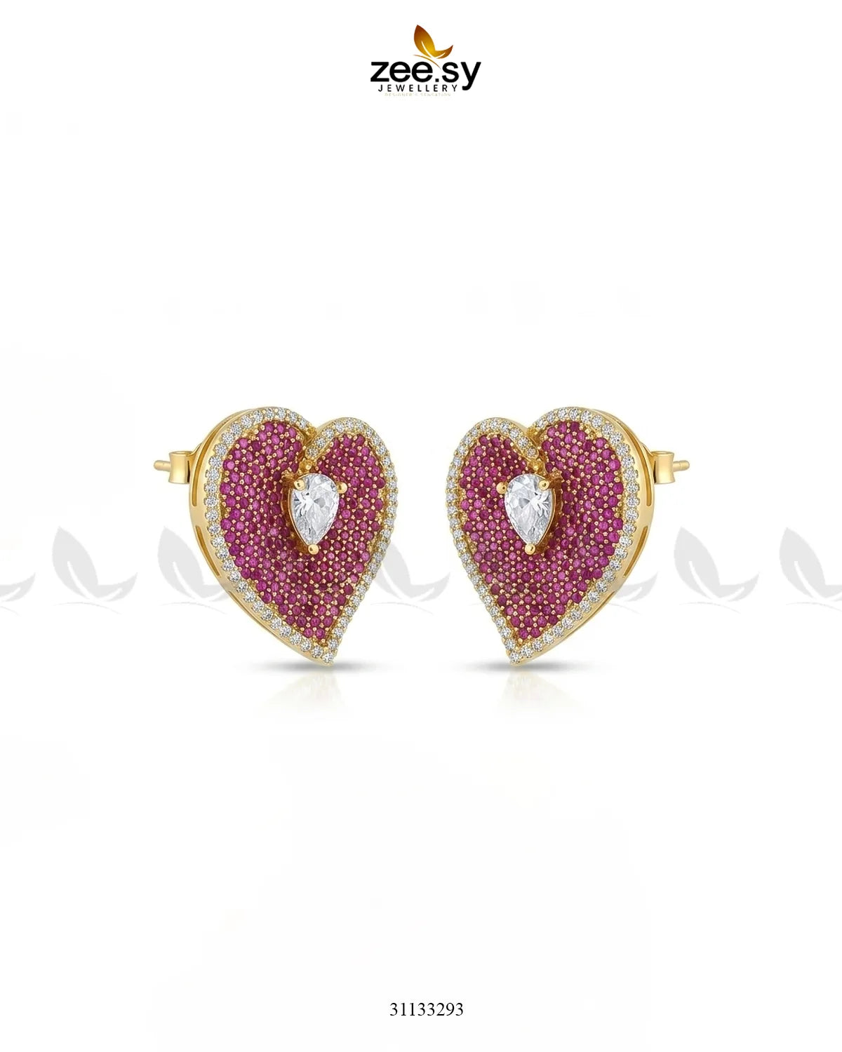 Golden Heart Cluster Pendant Set