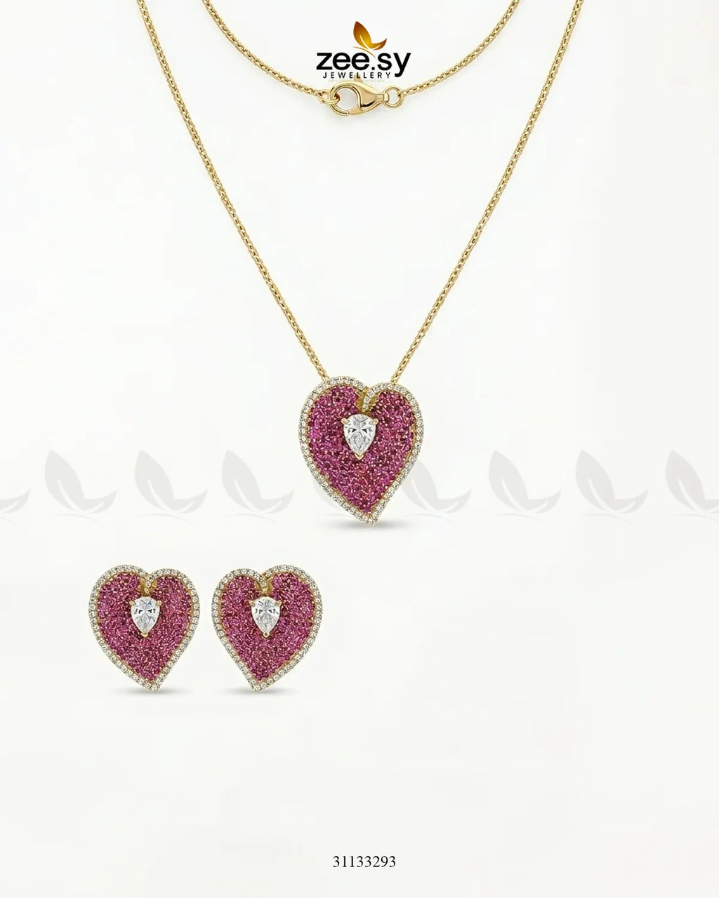Golden Heart Cluster Pendant Set