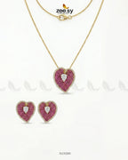 Golden Heart Cluster Pendant Set