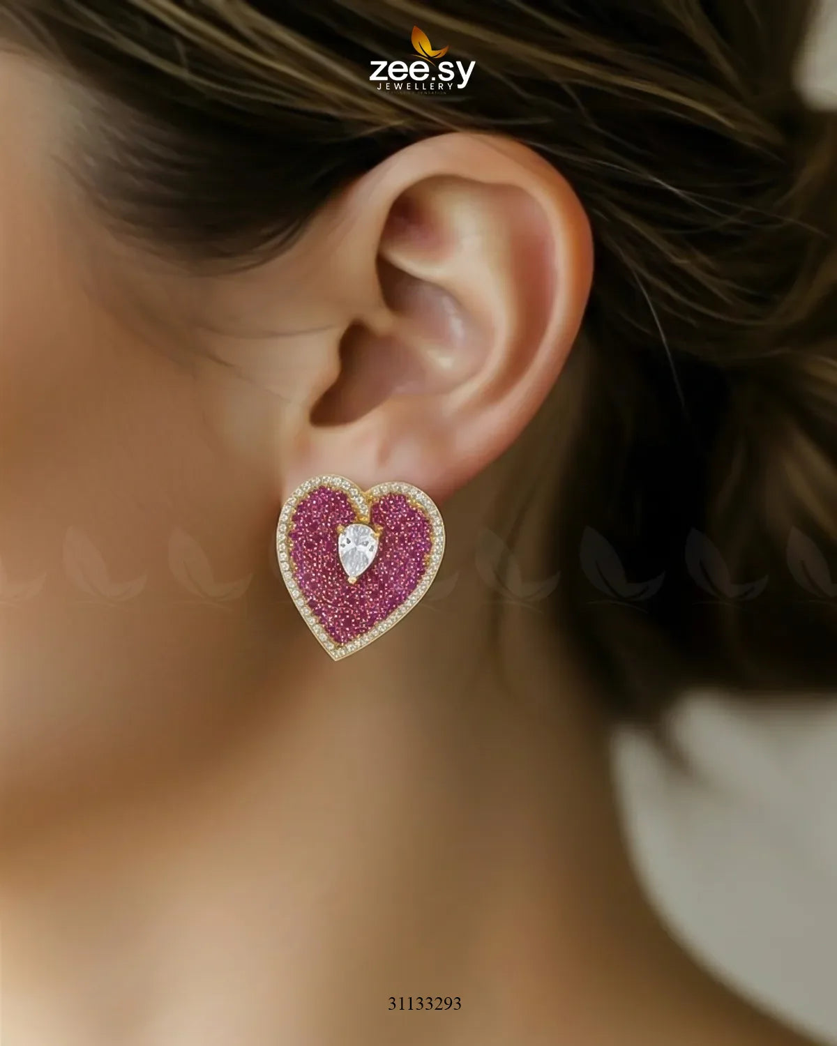 Golden Heart Cluster Pendant Set