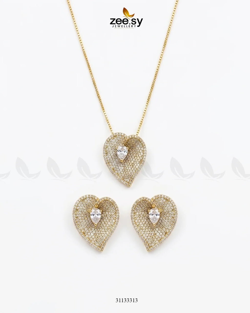 Golden Heart Cluster Pendant Set