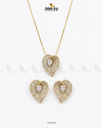 Golden Heart Cluster Pendant Set