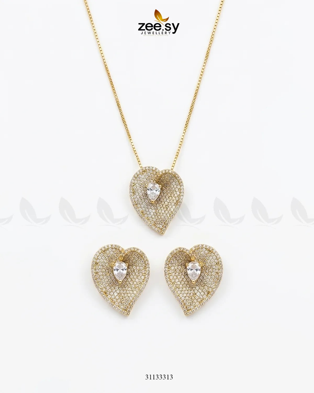 Golden Heart Cluster Pendant Set