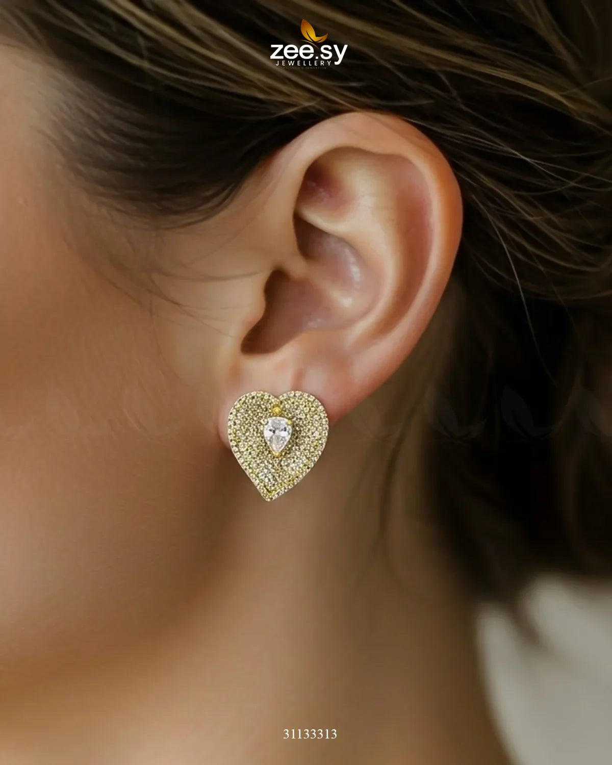 Golden Heart Cluster Pendant Set