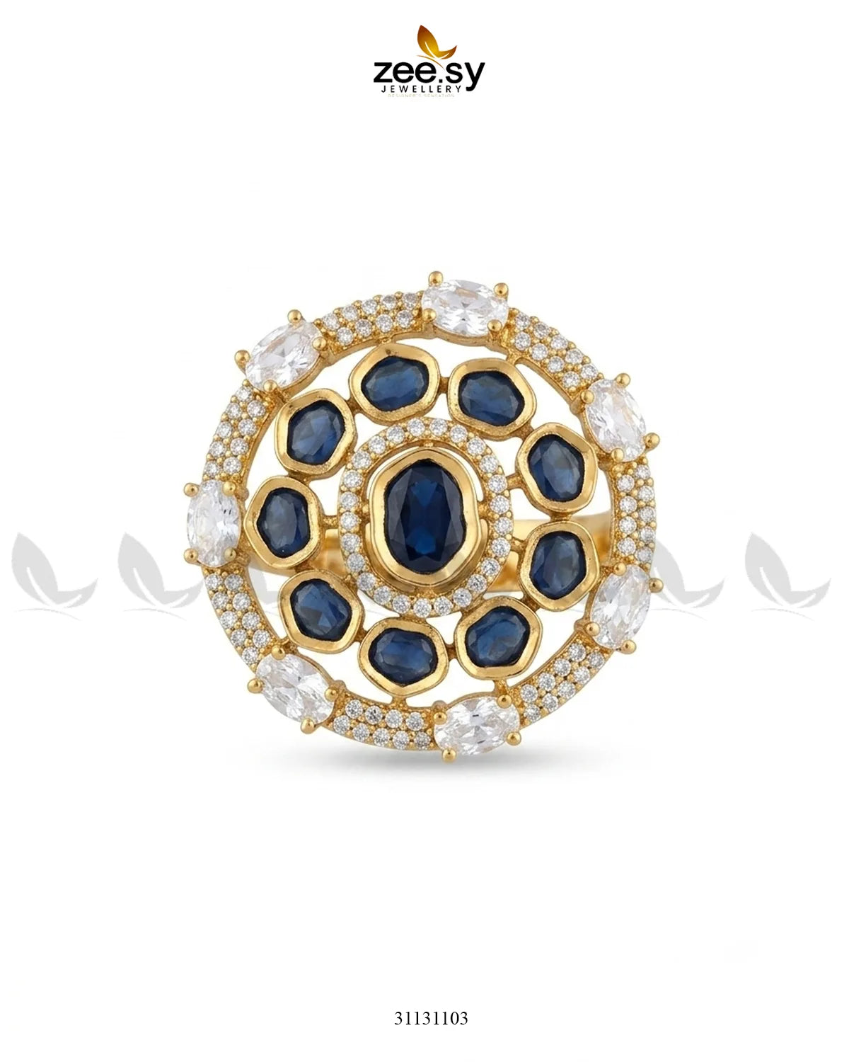 Golden Stunning Circle Crystal Ring