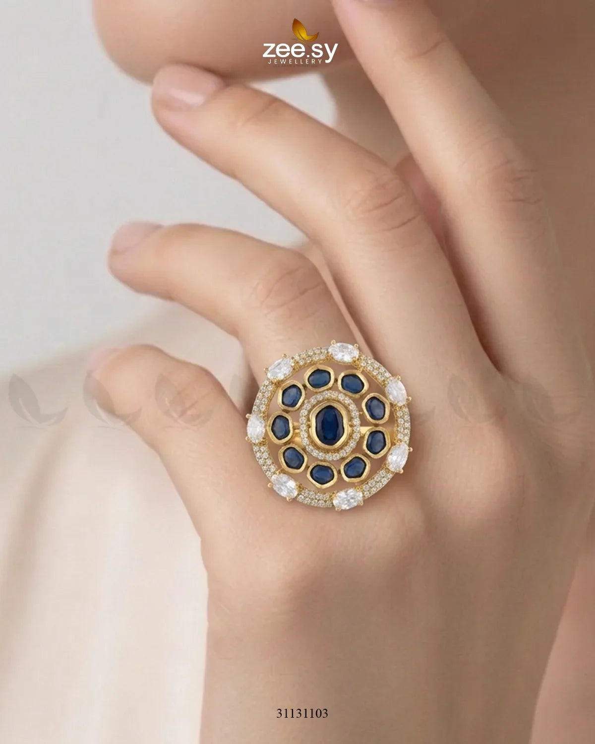 Golden Stunning Circle Crystal Ring