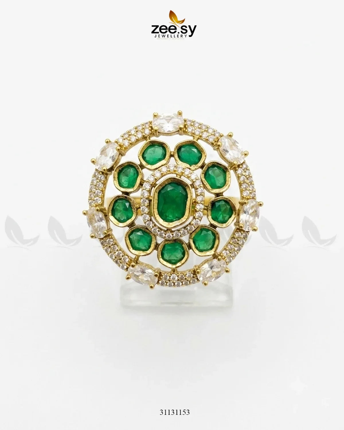 Golden Stunning Circle Crystal Ring
