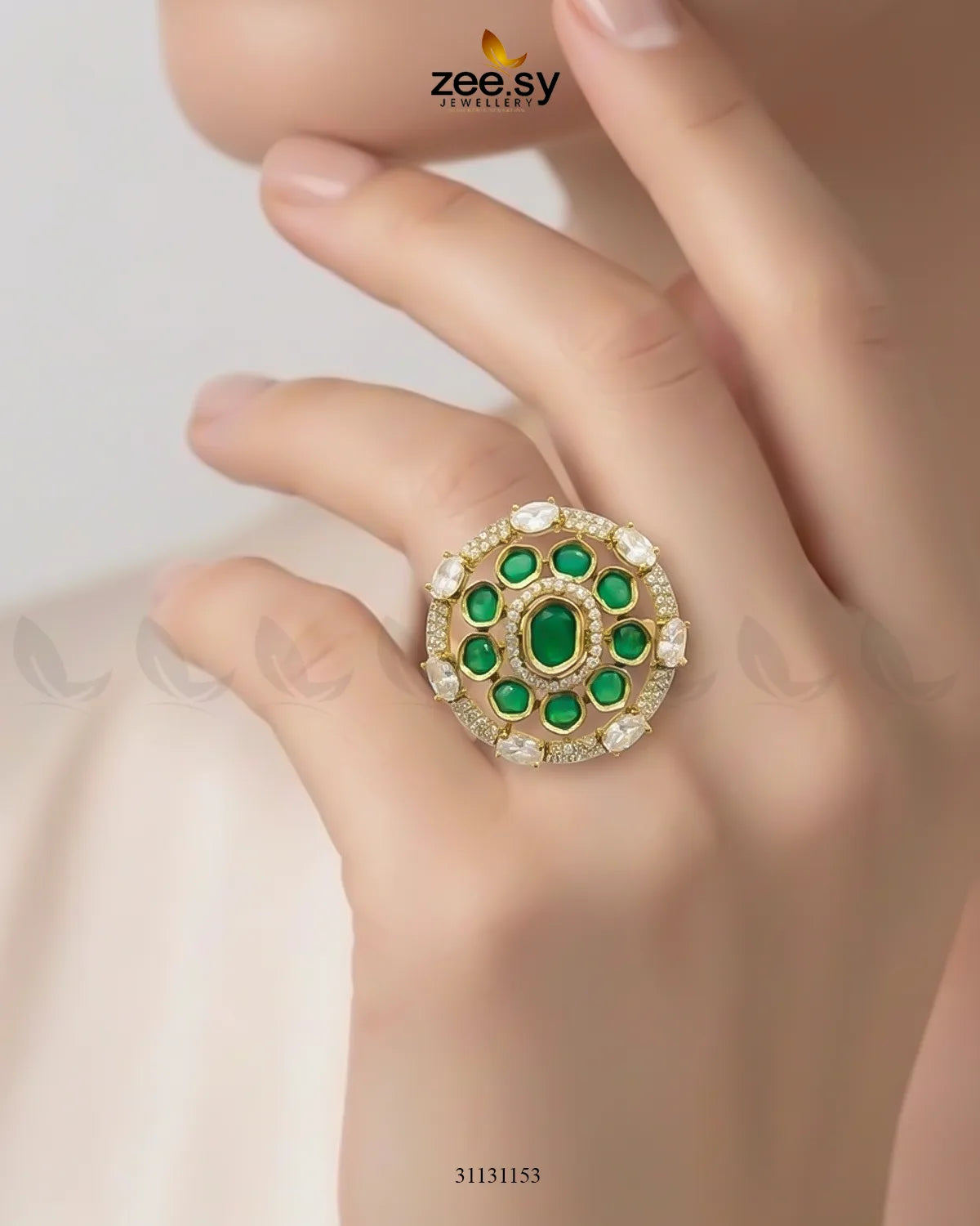 Golden Stunning Circle Crystal Ring