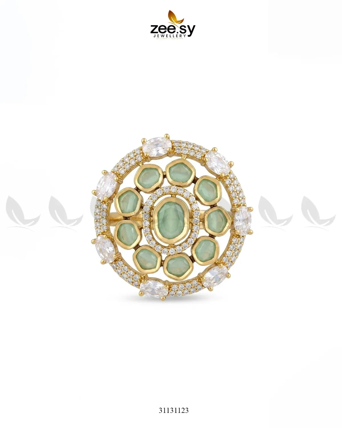Golden Stunning Circle Crystal Ring