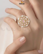 Golden Stunning Circle Crystal Ring