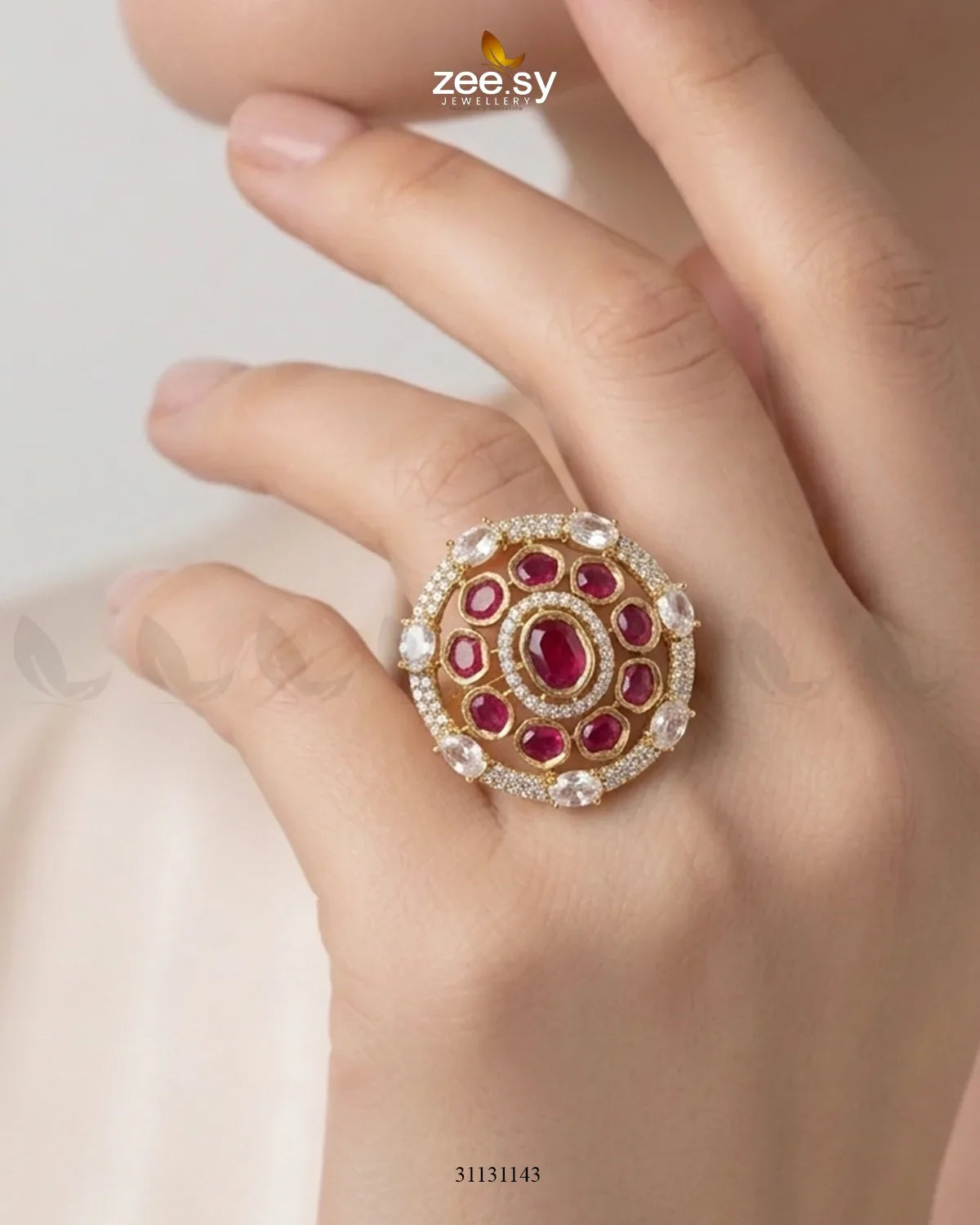Golden Stunning Circle Crystal Ring