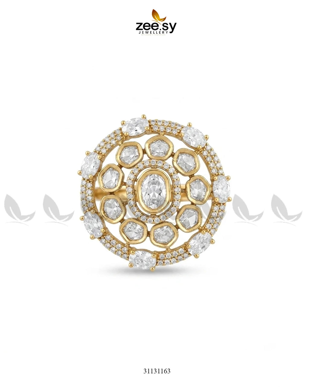 Golden Stunning Circle Crystal Ring