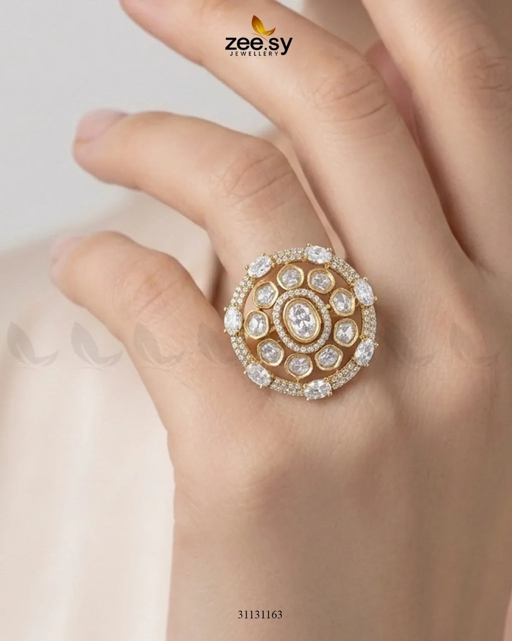Golden Stunning Circle Crystal Ring