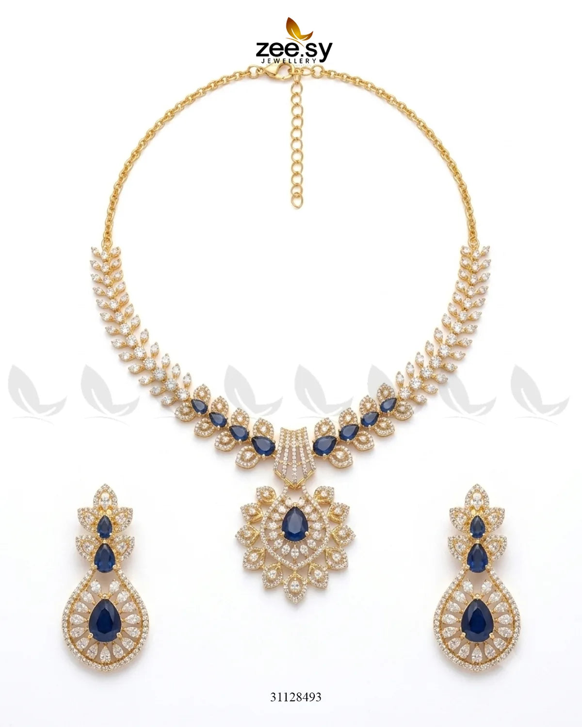 Golden Vine Zirconia Necklace Set