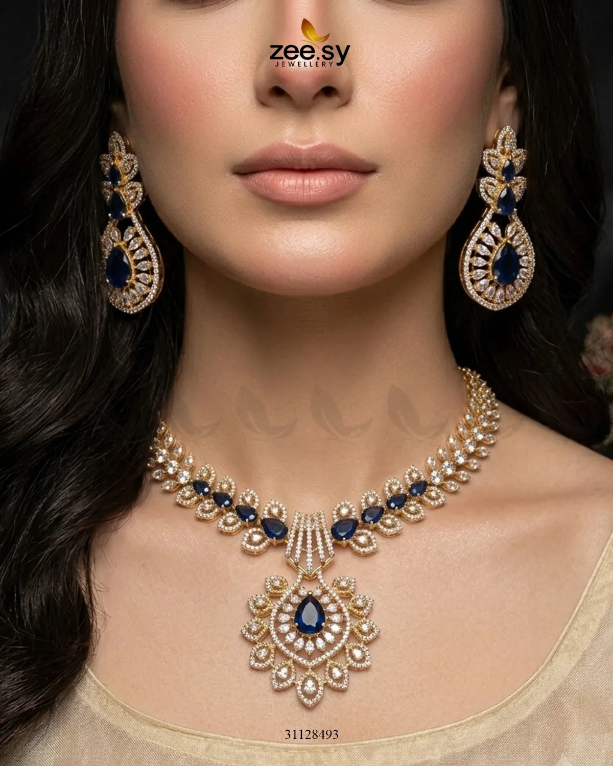 Golden Vine Zirconia Necklace Set