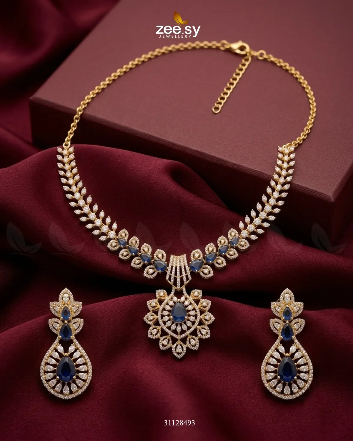 Golden Vine Zirconia Necklace Set