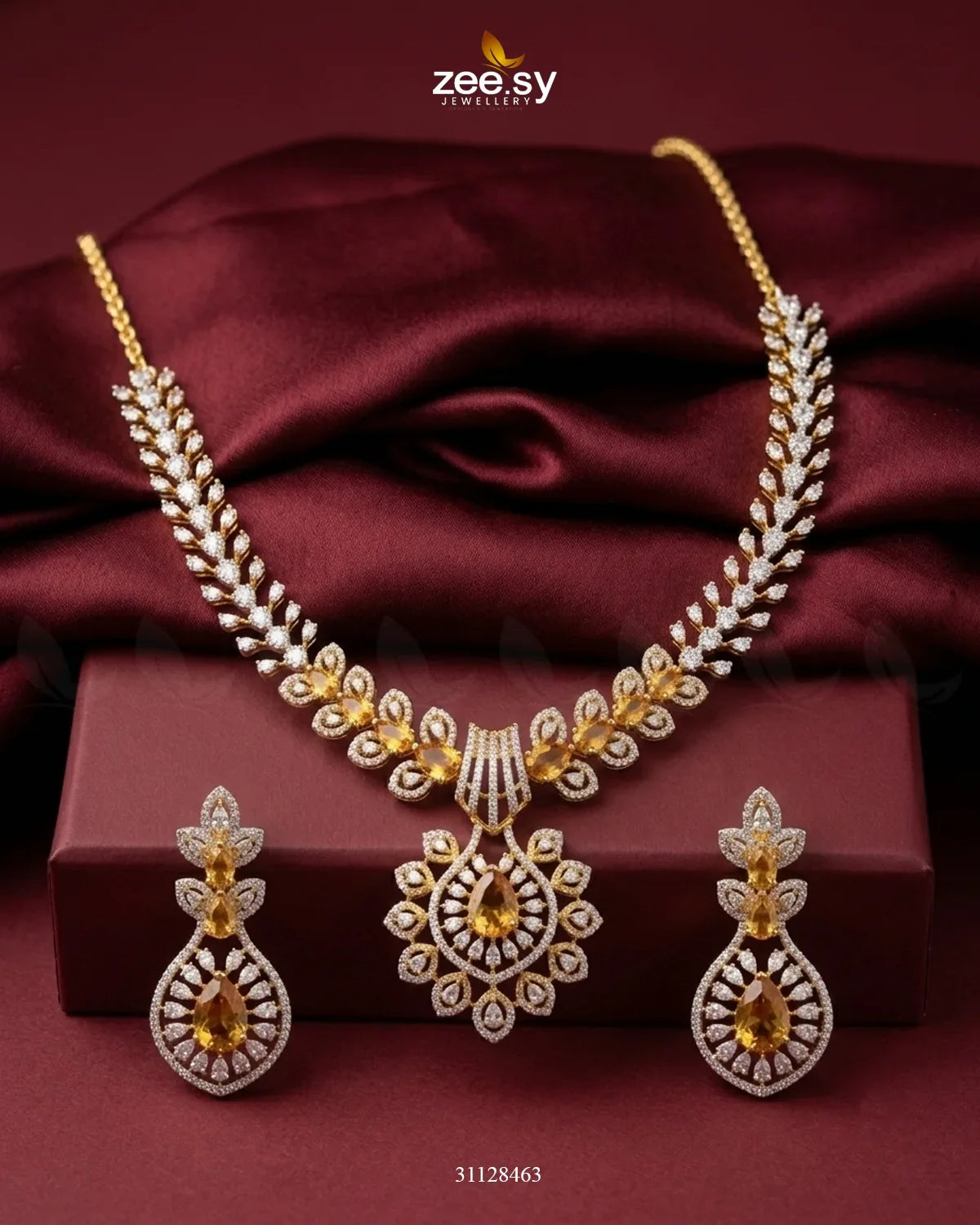 Golden Vine Zirconia Necklace Set
