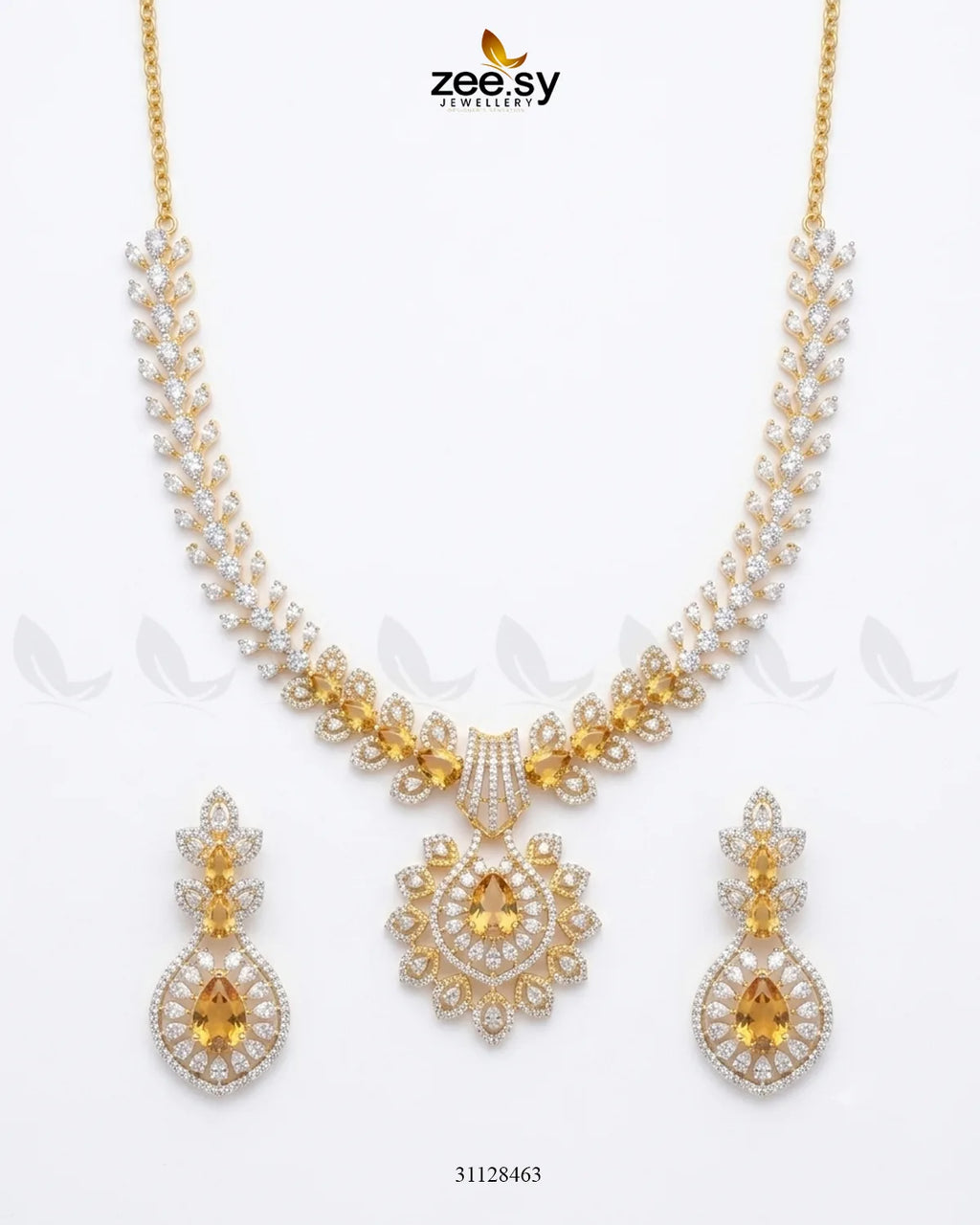 Golden Vine Zirconia Necklace Set