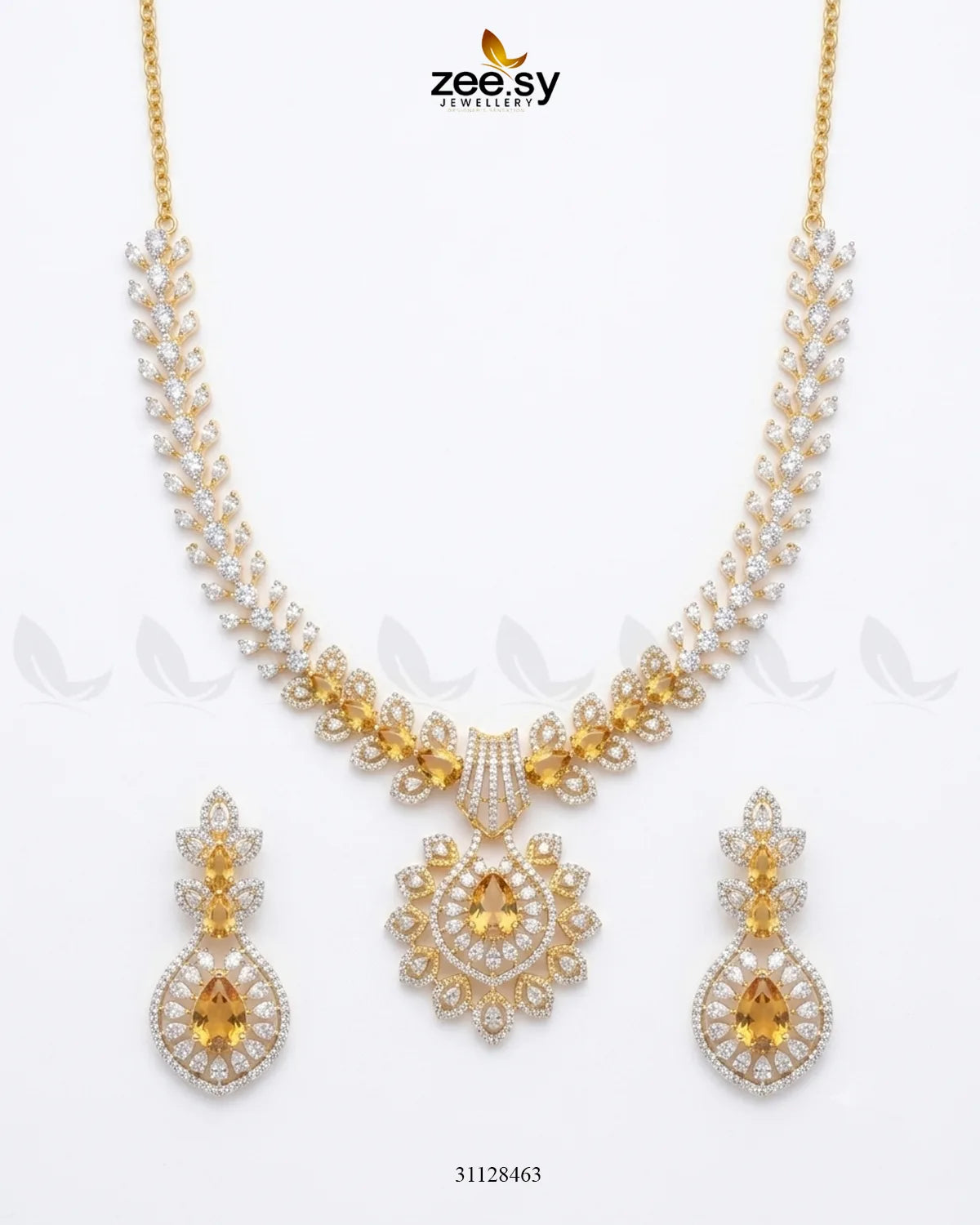 Golden Vine Zirconia Necklace Set