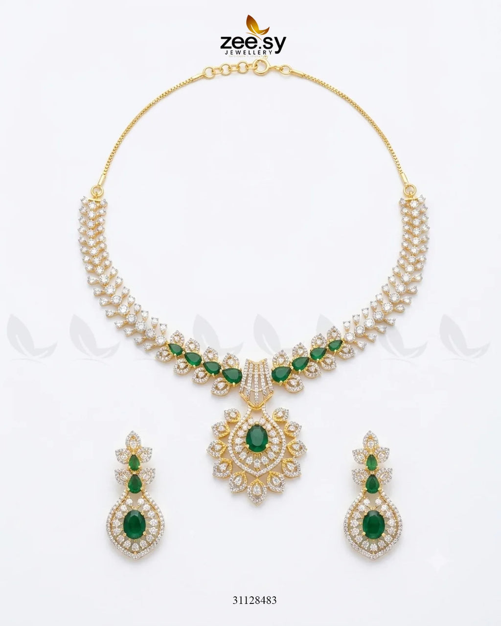 Golden Vine Zirconia Necklace Set
