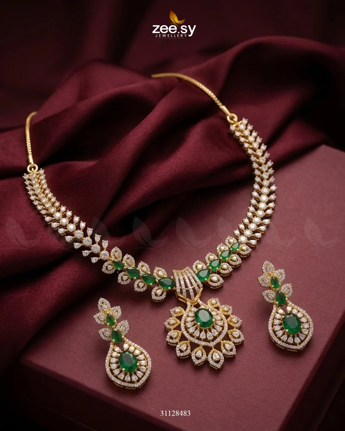 Golden Vine Zirconia Necklace Set