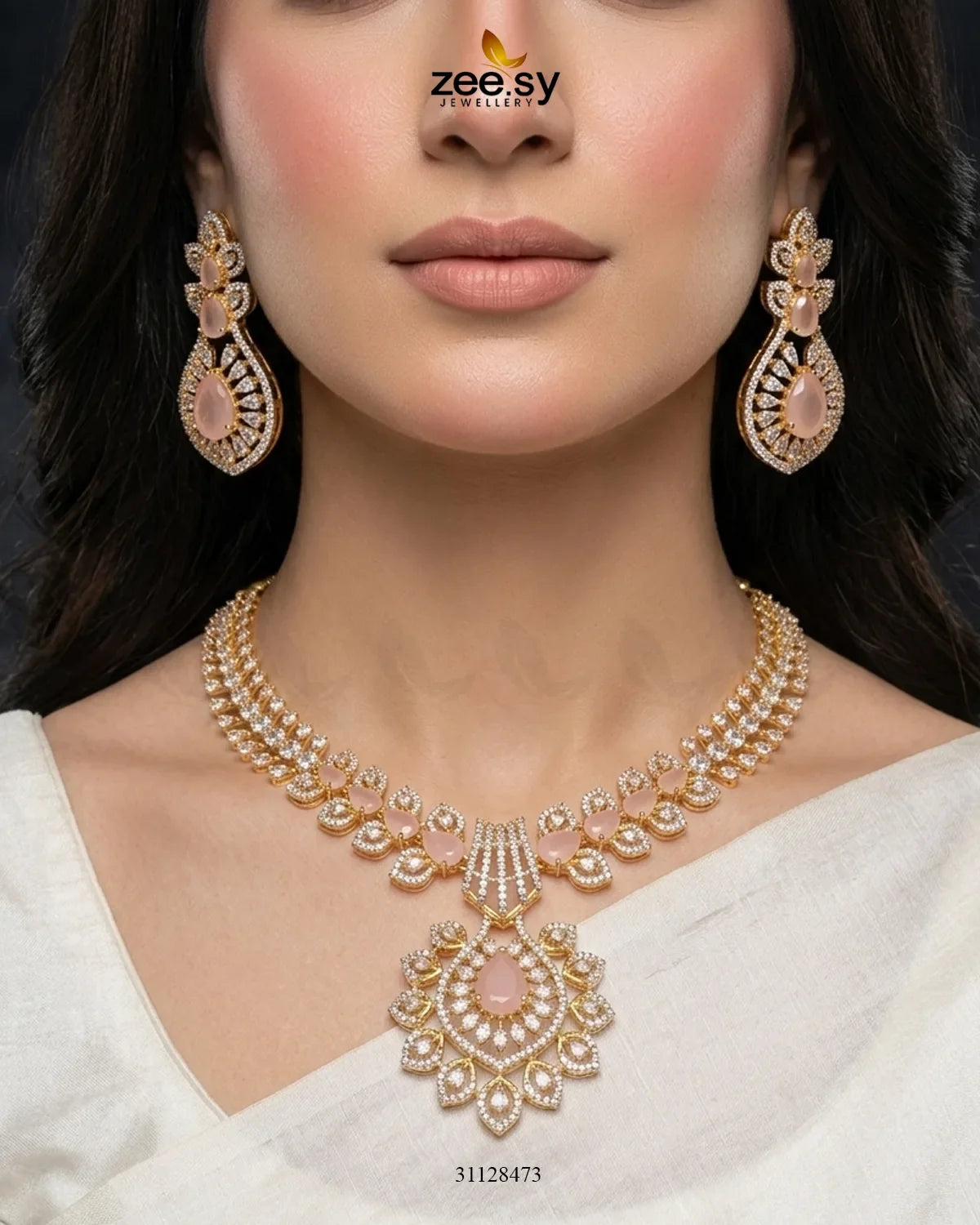 Golden Vine Zirconia Necklace Set