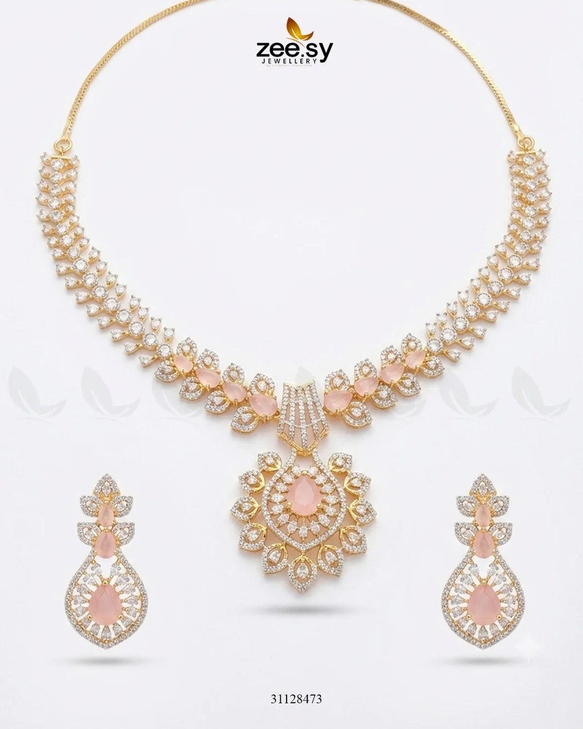 Golden Vine Zirconia Necklace Set