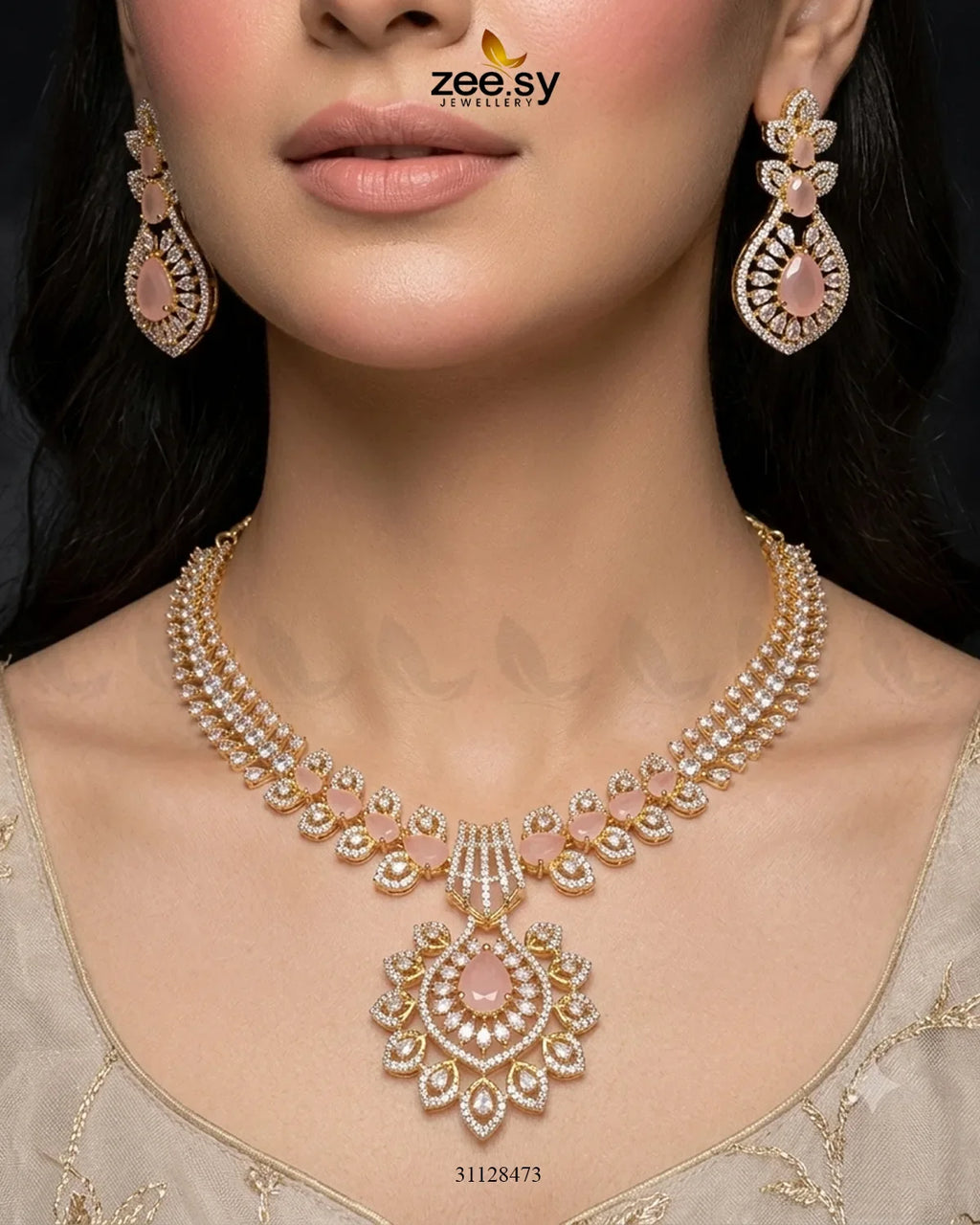 Golden Vine Zirconia Necklace Set