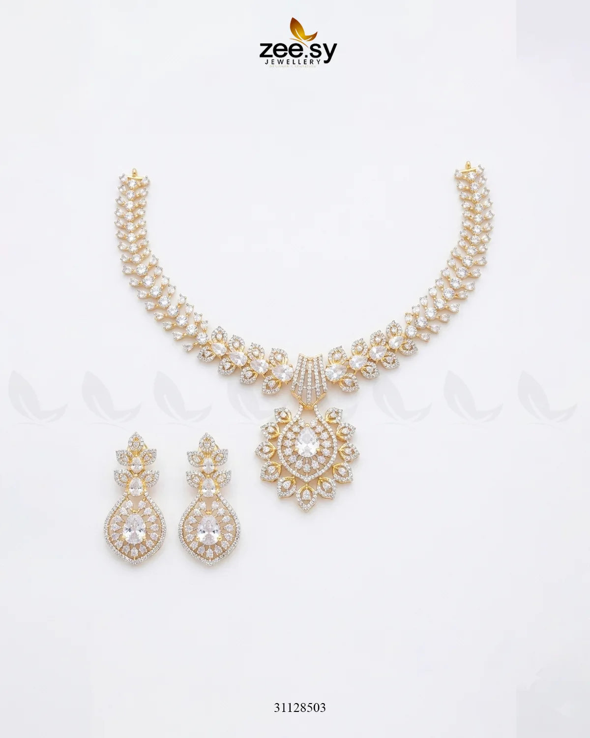 Golden Vine Zirconia Necklace Set