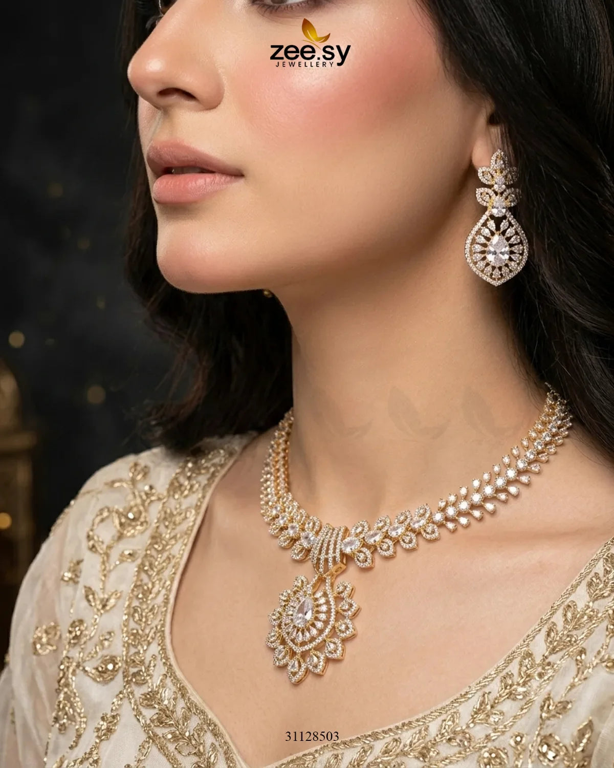 Golden Vine Zirconia Necklace Set