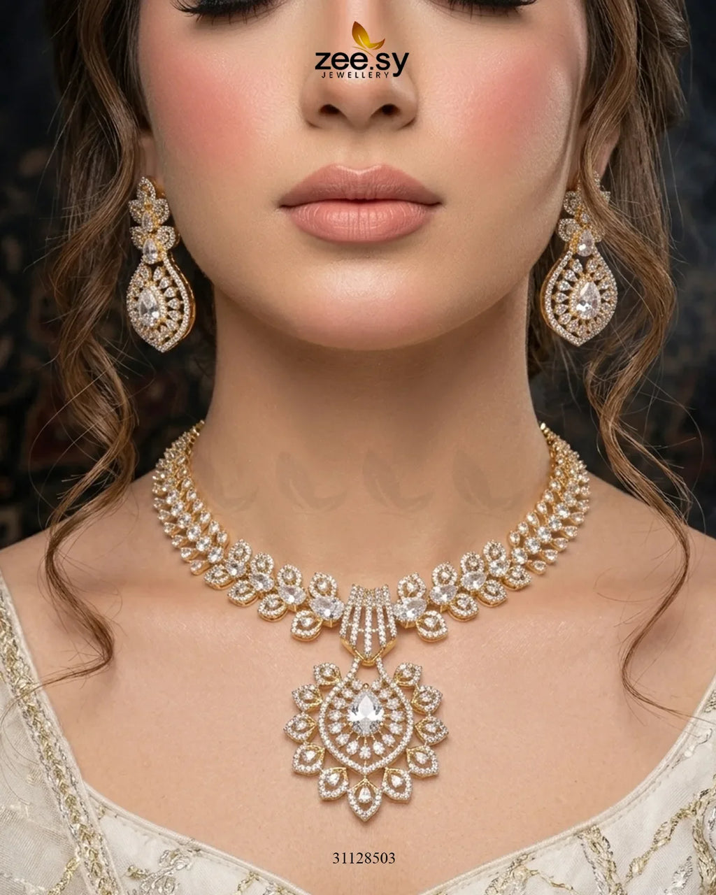 Golden Vine Zirconia Necklace Set
