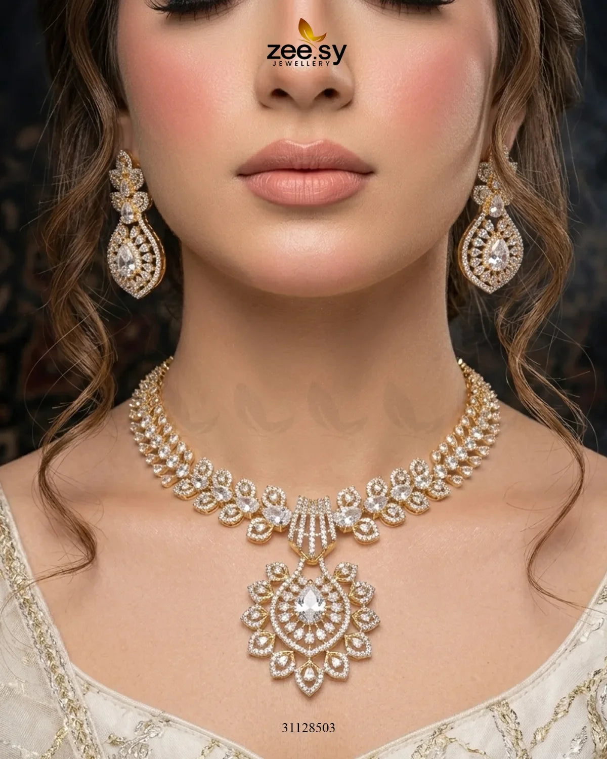 Golden Vine Zirconia Necklace Set