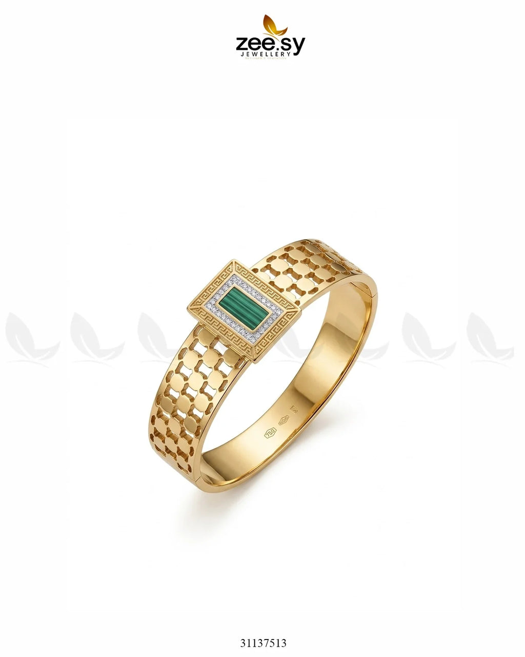 Green Gem Golden Cuff Bracelet