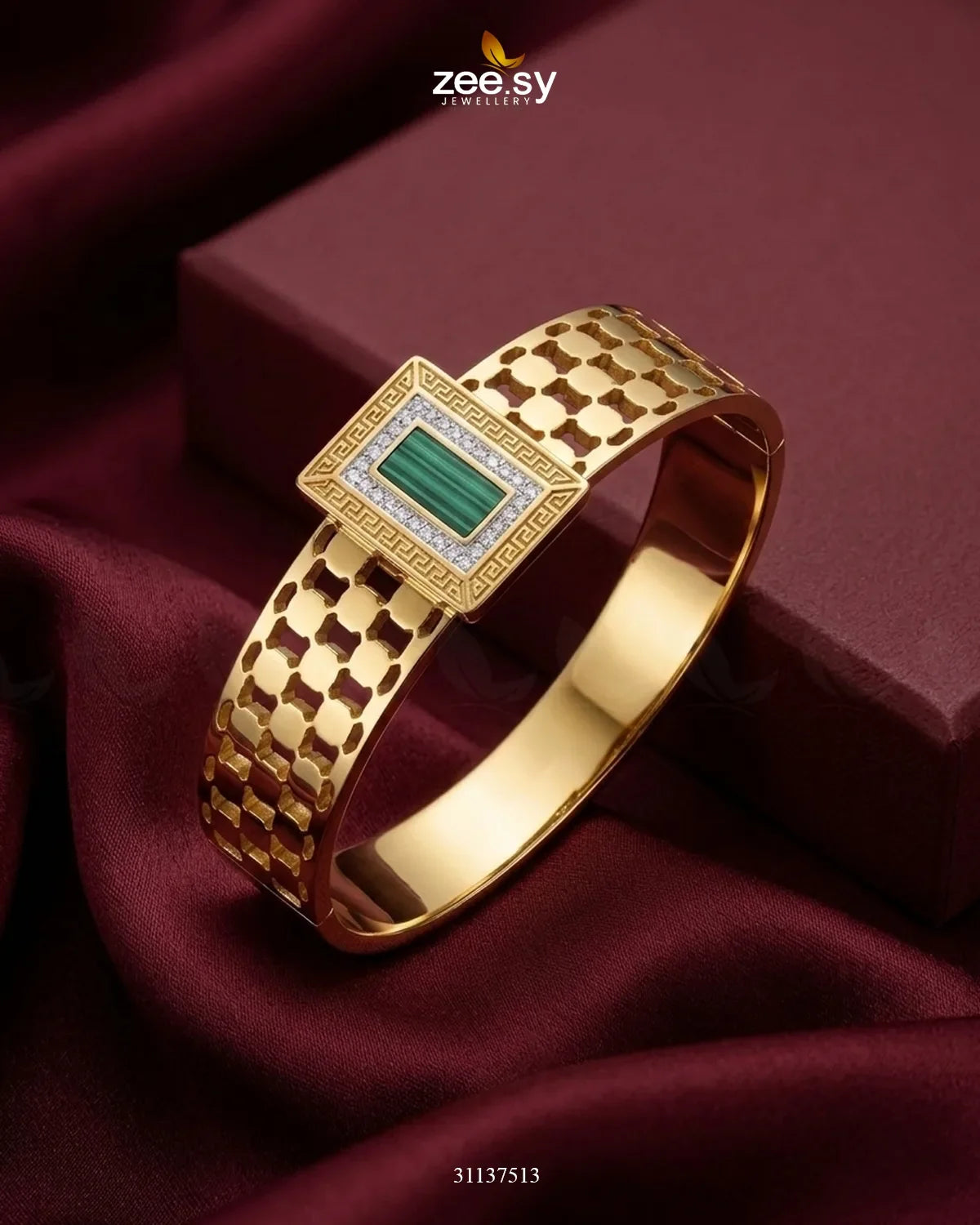 Green Gem Golden Cuff Bracelet