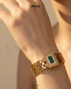 Green Gem Golden Cuff Bracelet