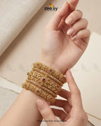 Gulaal Flora Ruby Stone Bangles