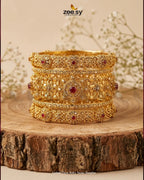 Gulaal Flora Ruby Stone Bangles