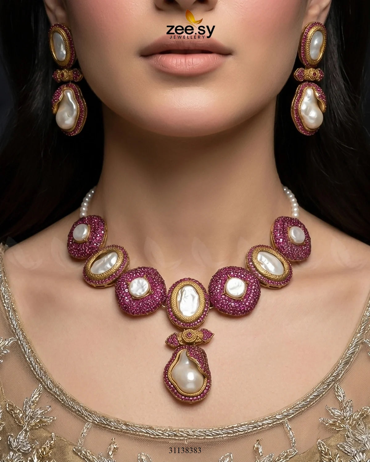 Gulnar Baroque Pearl Choker Set