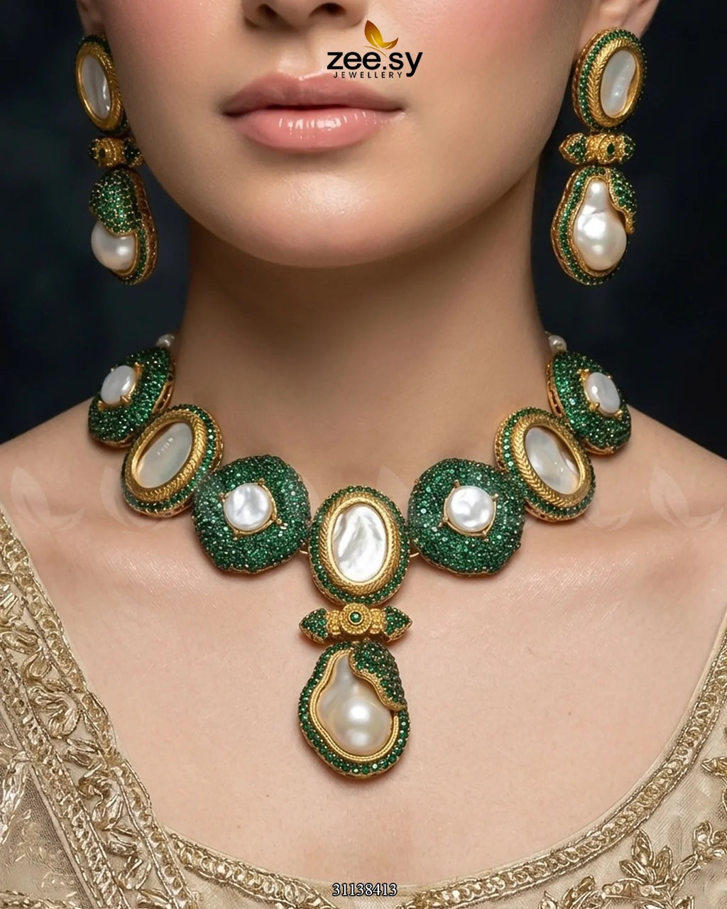 Gulnar Baroque Pearl Choker Set