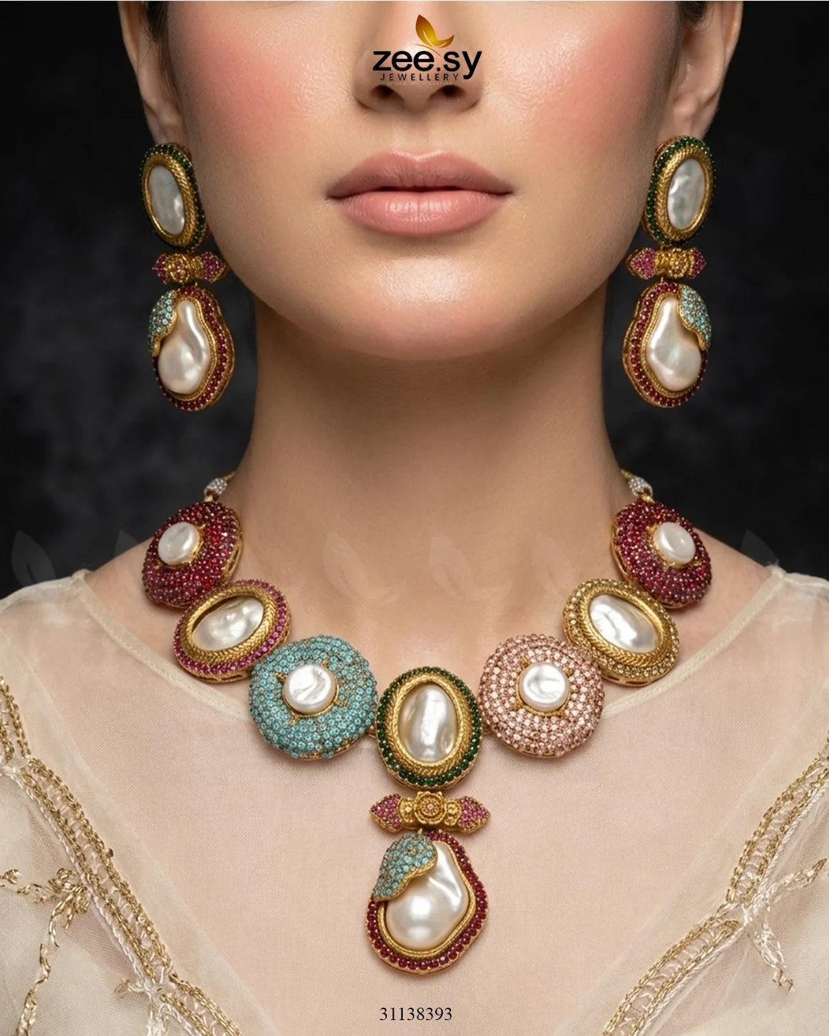Gulnar Baroque Pearl Choker Set