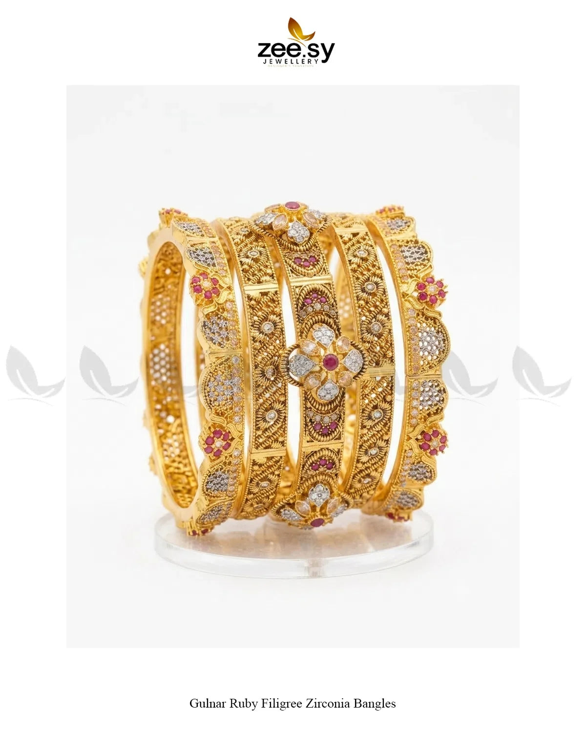 Gulnar Ruby Filigree Zirconia Bangles