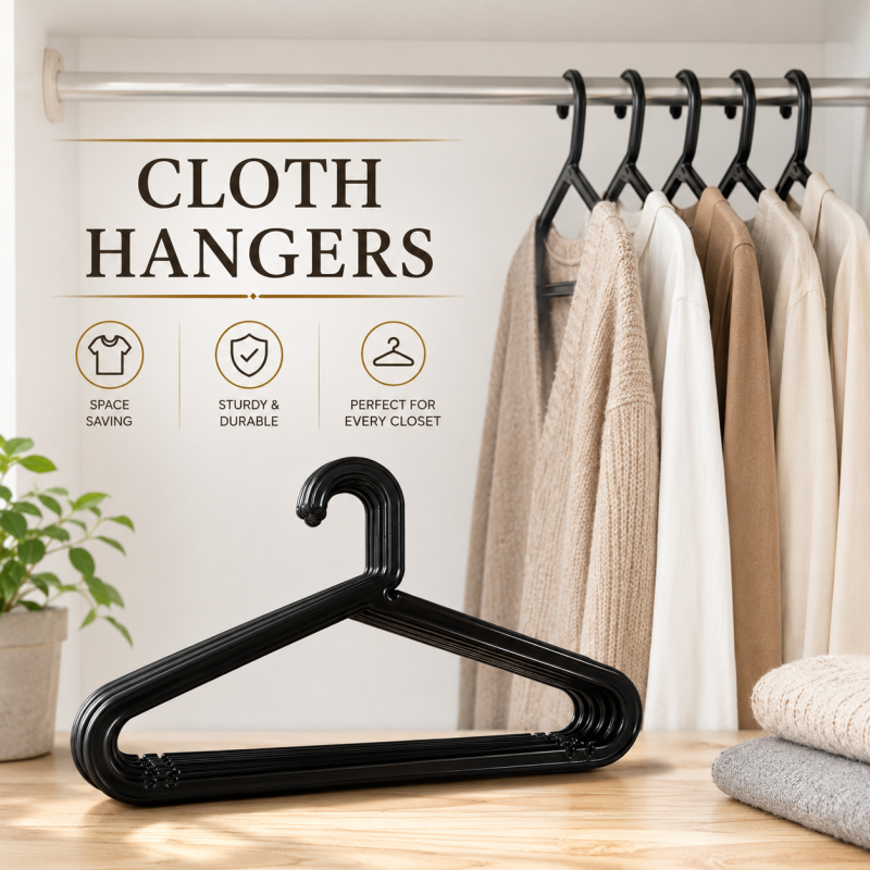 Organize your clothes in style with our premium plastic hangers (Pack of 6 )