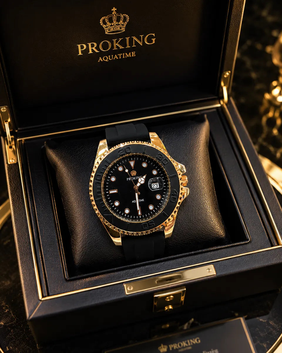 Proking Black Dial Rubber Strap Dive Watch – Black – Black