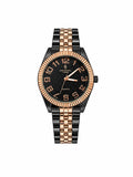 Crystal Time Fluted Bezel Dial Watch – Black Gold – Black Gold