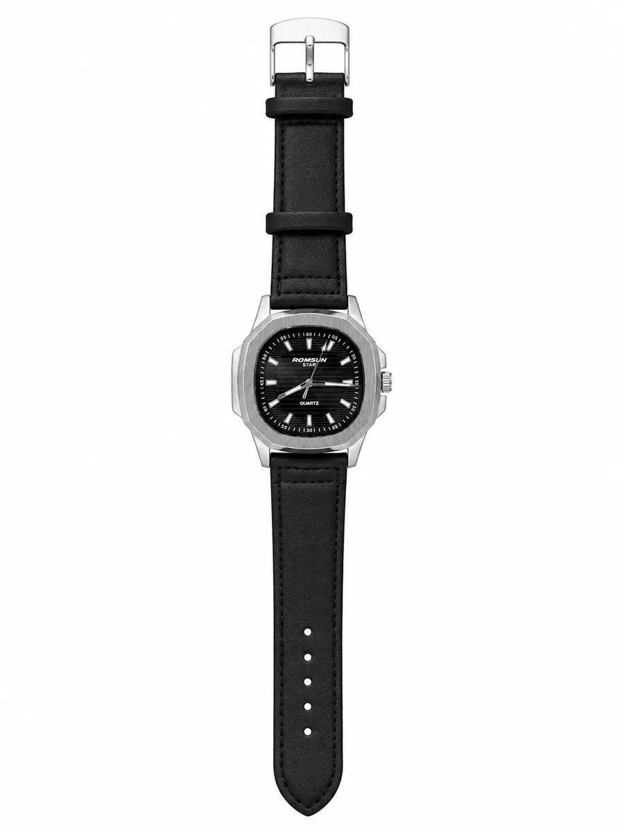 Ramsun Star Leather Strap Watch – Dark Brown