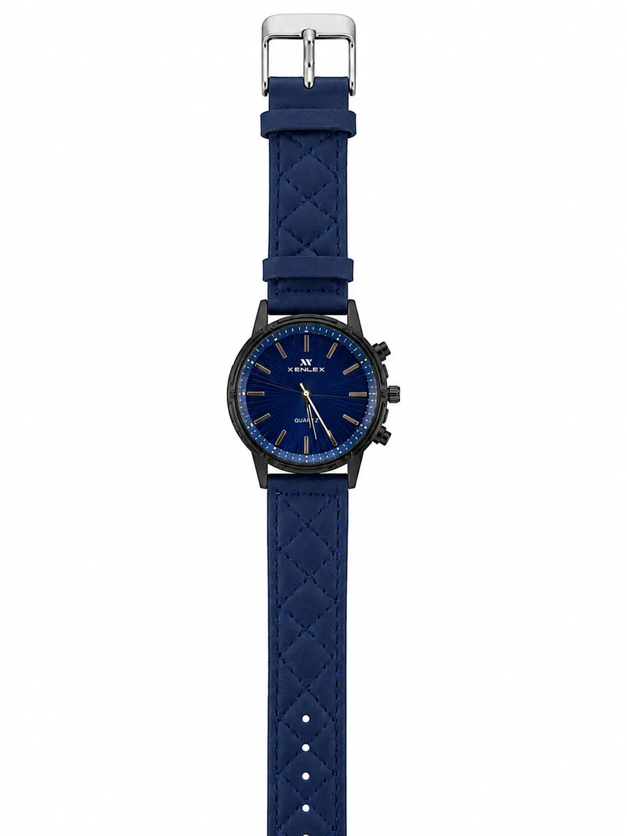 Xenlex Leather Strap Watch – Black – Black