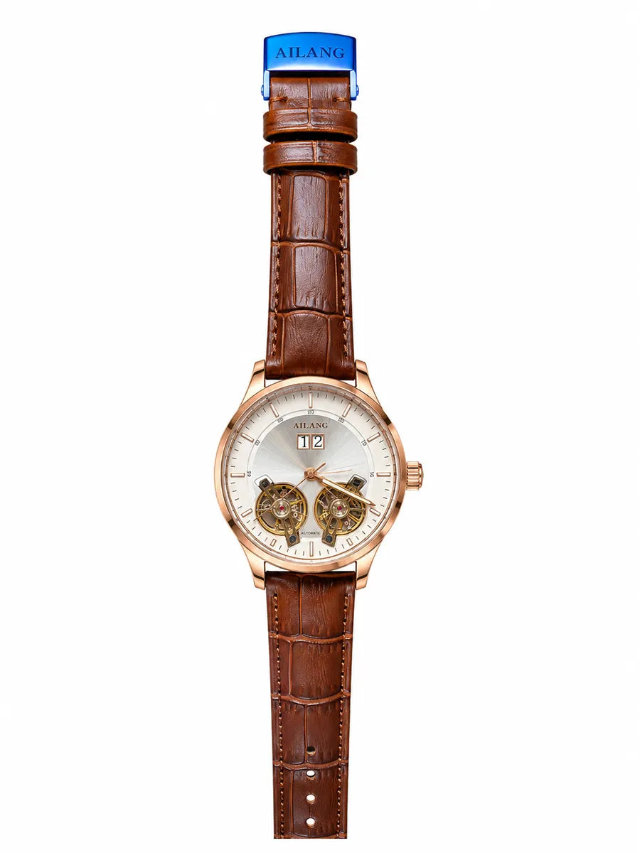 Ailang Date Watch – Rose Gold – Silver Blue