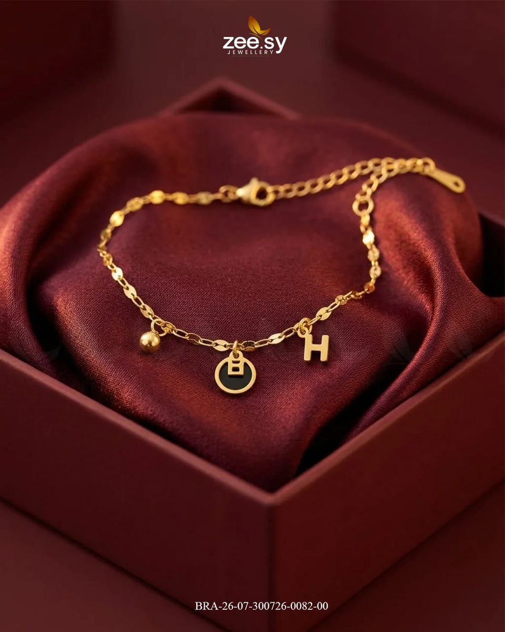 Initial H Medallion Charm Bracelet