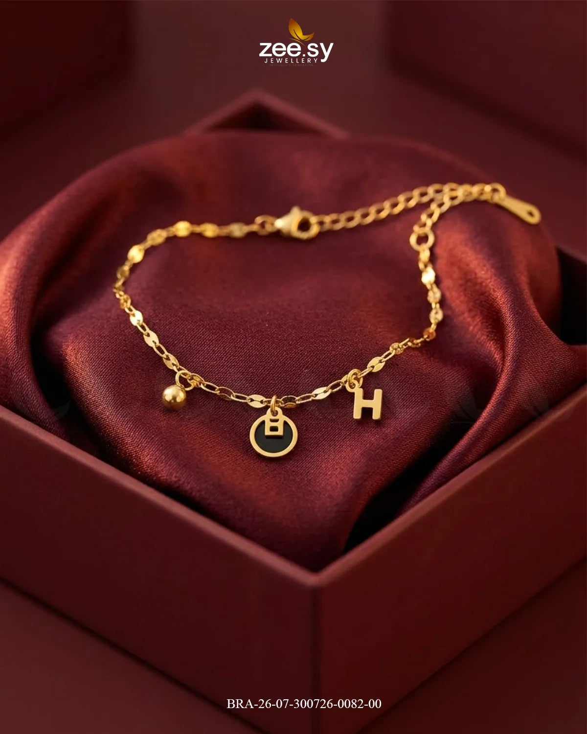 Initial H Medallion Charm Bracelet
